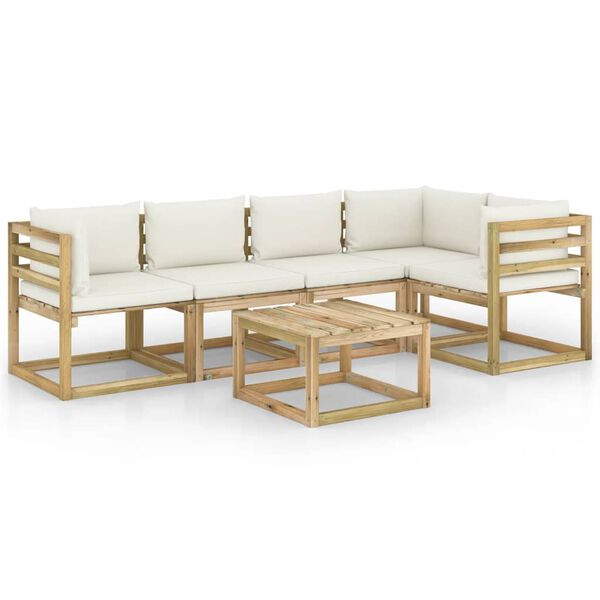 vidaxL Conj. lounge de paletes 6 pcs c/ almofad&otilde;es pinho impregnado