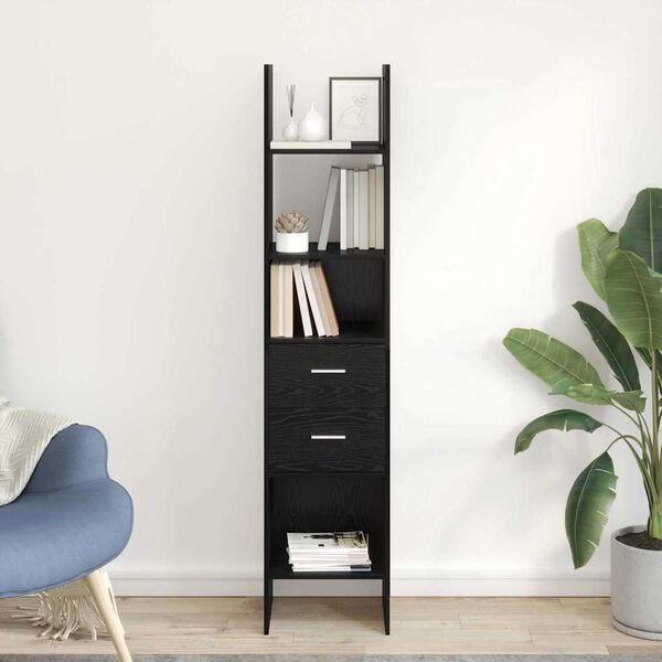vidaXL Gabinete de Livros Carvalho preto 40 x 35 x 180 cm