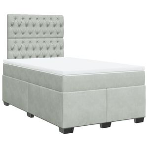 vidaXL Cama boxspring c/ colch&atilde;o 120x200 cm veludo cinzento-claro
