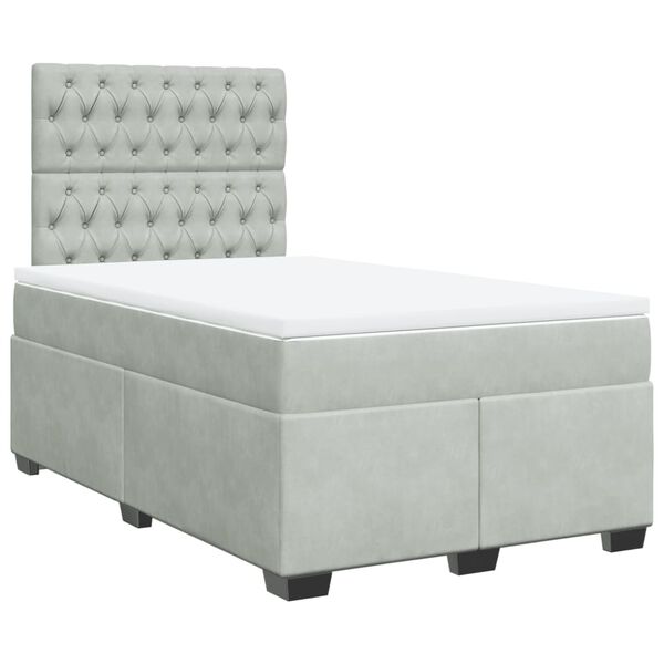 vidaXL Cama boxspring c/ colch&atilde;o 120x200 cm veludo cinzento-claro