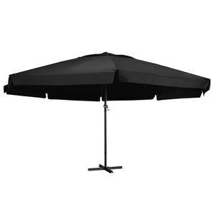 vidaXL Guarda-sol de jardim com poste de alum&iacute;nio 500 cm preto