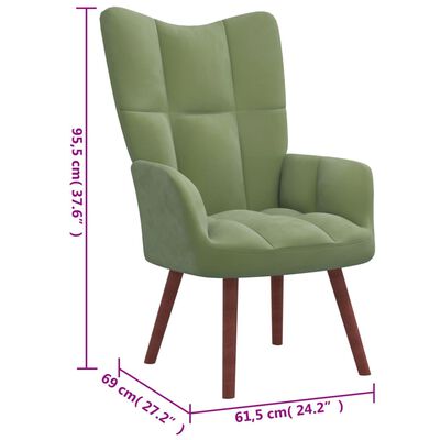 vidaXL Cadeira de descanso com banco veludo verde-claro