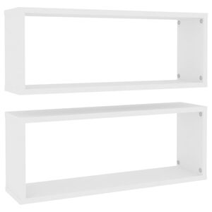 vidaXL Prateleiras parede forma de cubo 2 pcs derivados madeira branco