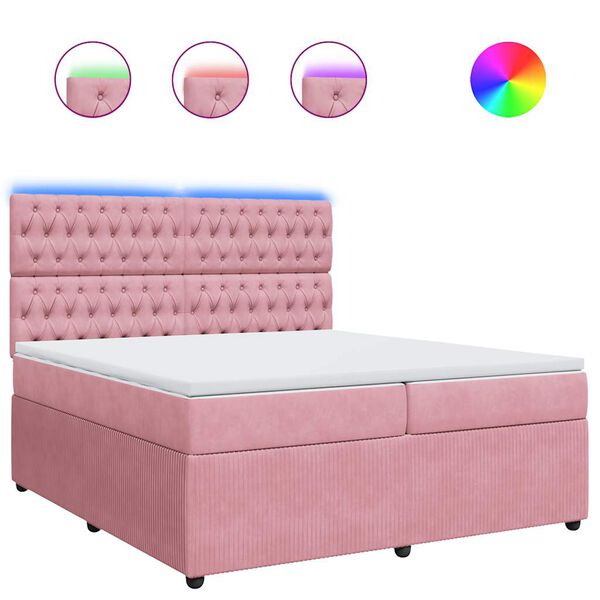 vidaXL Cama com molas/colch&atilde;o 200x200 cm veludo rosa