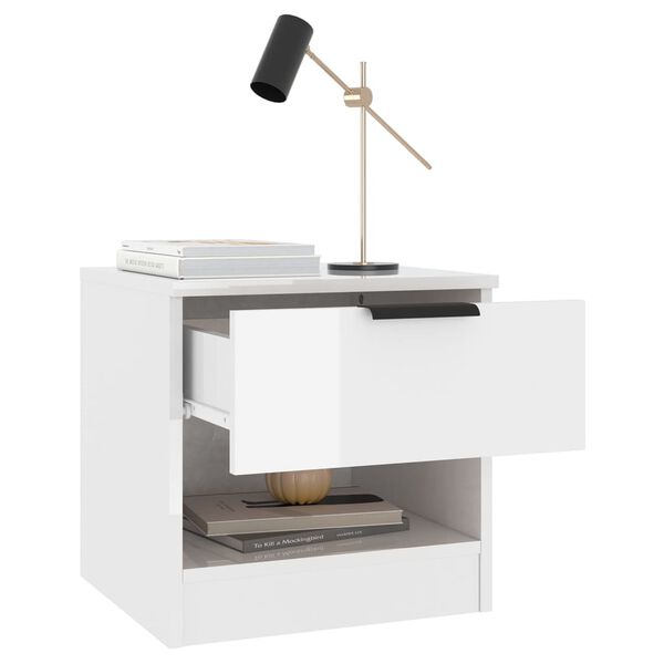 vidaXL Mesas de cabeceira 2 pcs madeira processada branco brilhante