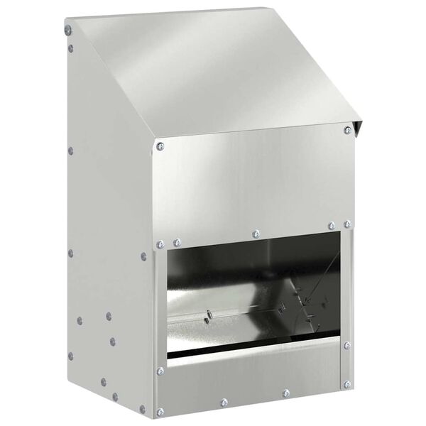 vidaXL Comedouro para galinha Prateado 21 x 16 x 33 cm A&ccedil;o Galvanizado