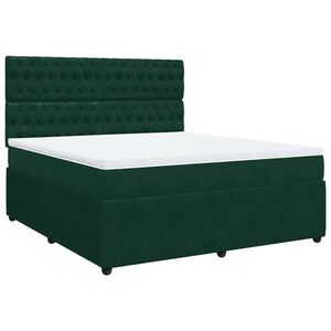 vidaXL Cama com molas/colch&atilde;o 180x200 cm veludo verde-escuro