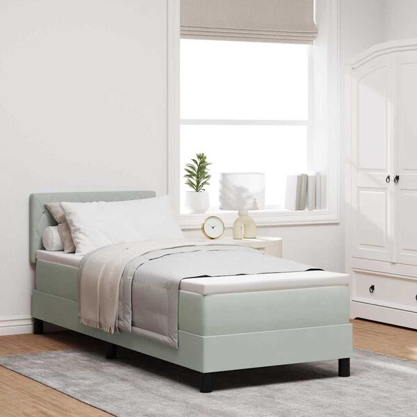 vidaXL Cama Box Spring LED com led Cinzento-claro 80 x 200 cm Veludo