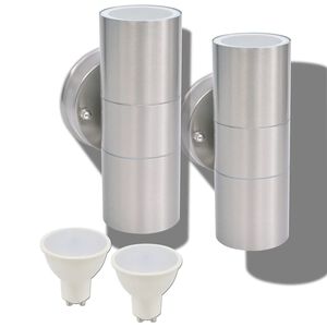 vidaXL Candeeiros LED parede ilumina&ccedil;&atilde;o sup/inf exterior 2 pcs