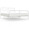 vidaXL Estrutura de cama com cabeceira e p&eacute;s 160x200 cm metal branco
