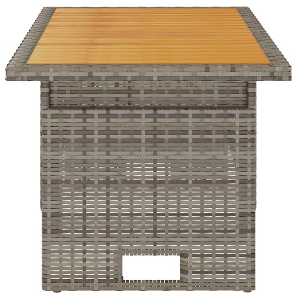 vidaXL Mesa de jardim 100x50x43/63 cm acácia maciça/vime PE cinza