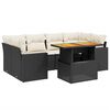 vidaXL 7 pcs conjunto de sof&aacute;s p/ jardim c/ almofad&otilde;es vime PE preto
