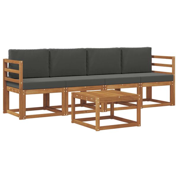 vidaXL Conjunto de Sof&aacute;s para Exterior 5 pcs Natural e Antracite