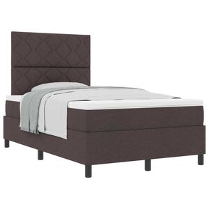 vidaXL Cama Box com colch&atilde;o Marrom Escuro 120 x 190 cm tecido