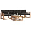 vidaXL Conjunto de Sof&aacute;s para Exterior 5 pcs Natural e Preto