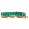 vidaXL 12 pcs conjunto lounge de jardim bambu c/ almofad&otilde;es verdes