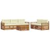 vidaXL Conjunto de Sof&aacute;s para Exterior 6 pcs Natural e Creme