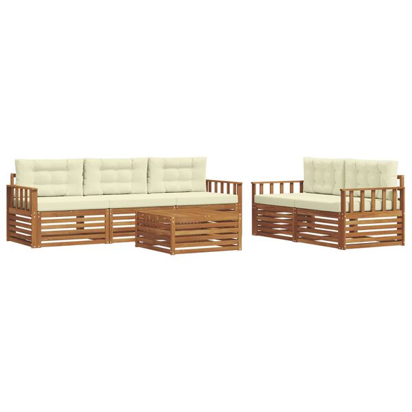 vidaXL Conjunto de Sof&aacute;s para Exterior 6 pcs Natural e Creme