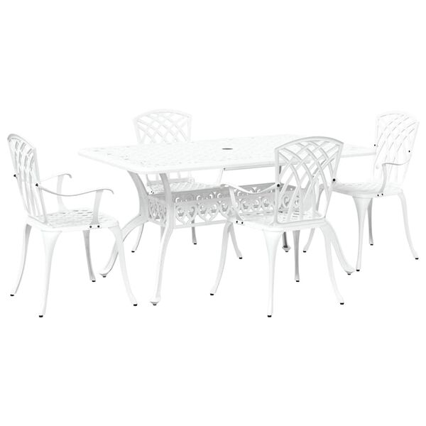 vidaXL Conjunto de Jantar para Jardim 5 pcs Branco Alum&iacute;nio