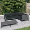vidaXL 5 pcs conj. lounge jardim c/ almofadões vime PE cinzento-escuro