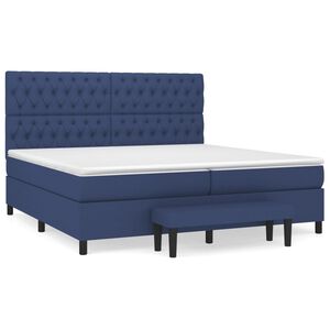 vidaXL Cama com molas/colch&atilde;o 200x200 cm tecido azul