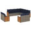 vidaXL Conjunto de sof&aacute; de jardim com 11 pe&ccedil;as e almofadas em rattan sint&eacute;tico cinza