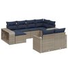 vidaXL Conjunto de sof&aacute; de jardim com 10 pe&ccedil;as e almofadas em rattan sint&eacute;tico cinza
