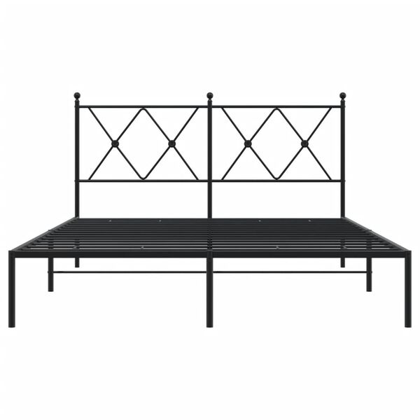vidaXL Estrutura de cama com cabeceira 135x190 cm metal preto