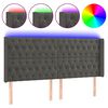 vidaXL Cabeceira de cama c/ LED veludo 183x16x118/128 cm cinza-escuro