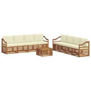 vidaXL Conjunto de Sof&aacute;s para Exterior 9 unid. Natural e Creme