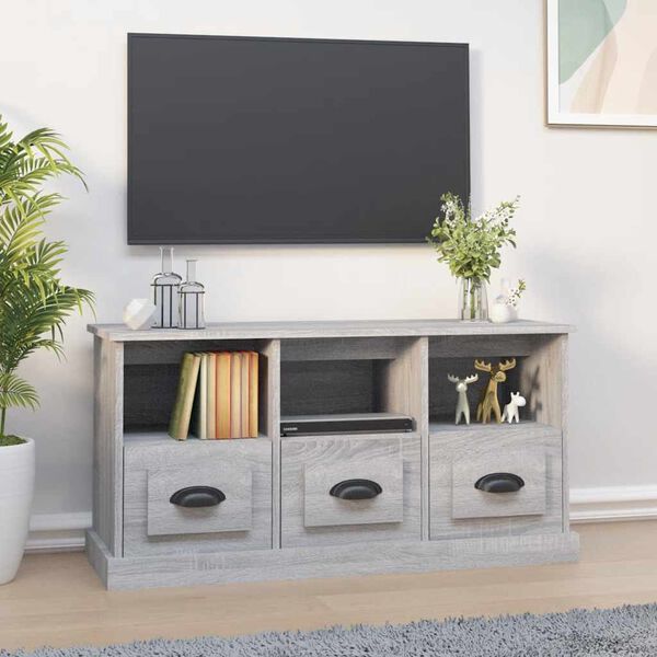 vidaXL M&oacute;vel de TV 100x35x50 cm derivados de madeira cinzento sonoma