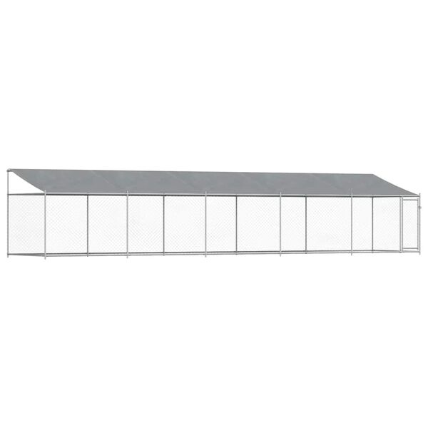 vidaXL Jaula para c&atilde;o com telhado/porta 10x2x2m a&ccedil;o galvanizado cinza