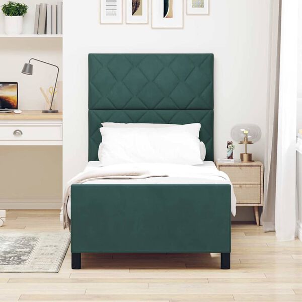 vidaXL Cama Box com cabeceira Verde Escuro 90 x 200 cm Veludo