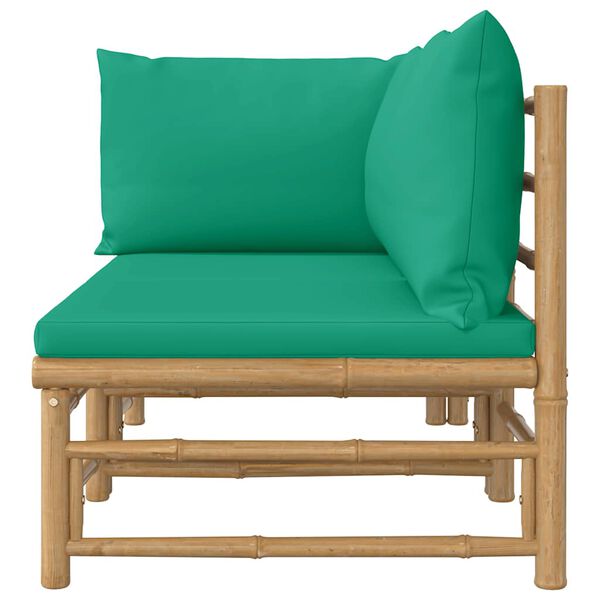 vidaXL 2 pcs conjunto lounge de jardim bambu c/ almofadões verdes