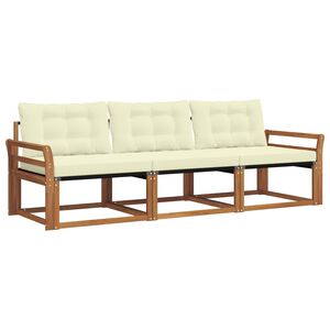 vidaXL Conjunto de Sof&aacute;s para Exterior 3 unid. Natural e Creme