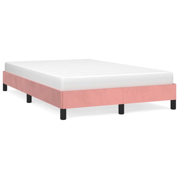 vidaXL Estrutura de cama com colch&atilde;o 120x190 cm veludo rosa