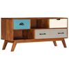 vidaXL M&oacute;vel de TV c/ 3 gavetas 110x35x50 cm madeira de ac&aacute;cia maci&ccedil;a