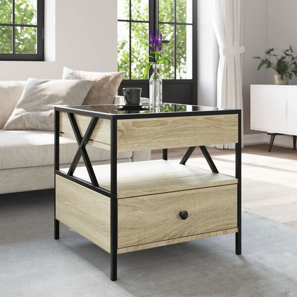 vidaXL Mesa de centro luzes LED Infinity 50x50x51 cm carvalho sonoma