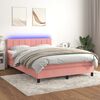 vidaXL Cama box spring c/ colch&atilde;o/LED 140x190 cm veludo rosa