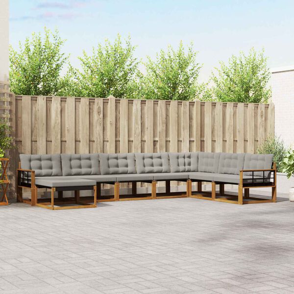 vidaXL Conjunto de Sof&aacute;s para Exterior 8 pcs Cinza Natural e Claro