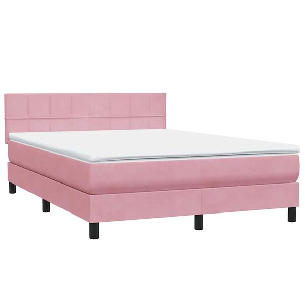 vidaXL Cama com molas/colch&atilde;o 140x220 cm veludo rosa