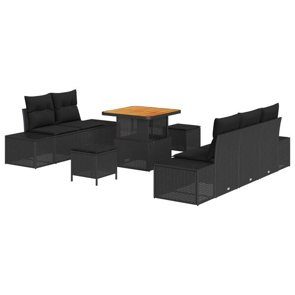 vidaXL Conjunto de Sofá de Jardim com almofada 8 pcs Preto
