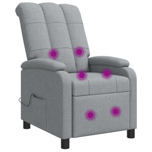 vidaXL Recliner de Massagem Cinzento-claro Tecido