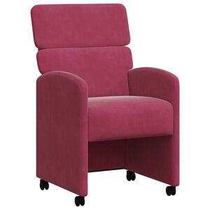 vidaXL Cadeiras de Jantar com Rodas 2 unid. Veludo vermelho tinto