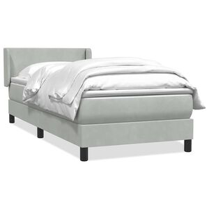 vidaXL Cama com molas/colch&atilde;o Cinza Claro 90x210 cm veludo