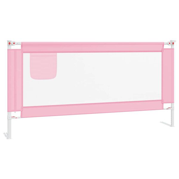 vidaXL Barra de seguran&ccedil;a p/ cama infantil tecido 180x25 cm rosa