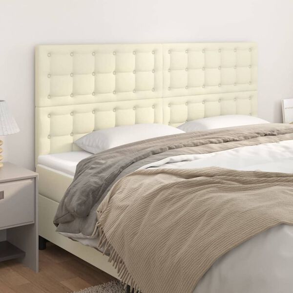 vidaXL Cabeceira Creme 180x5x118/128 cm Couro Sint&eacute;tico