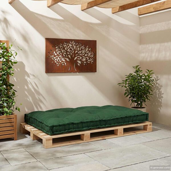 vidaXL Travesseiro para Sof&aacute; Pallet Verde 120 x 80 x 12 cm tecido