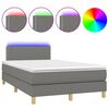 vidaXL Cama box spring c/ colch&atilde;o e LED 120x190 cm tecido cinza-escuro