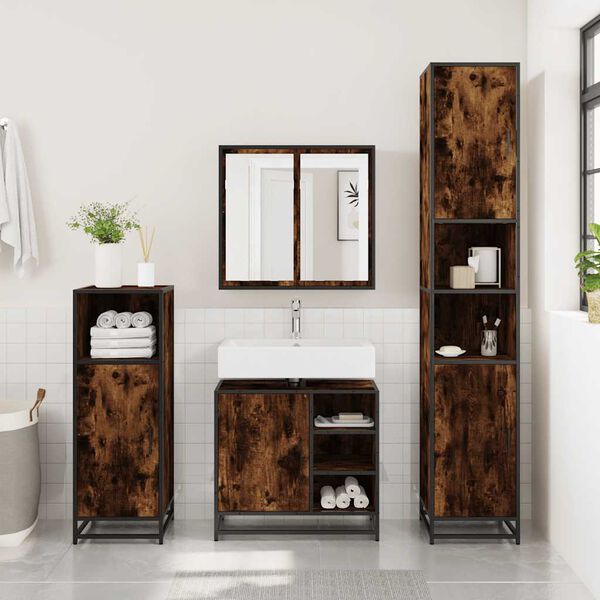 vidaXL M&oacute;vel p/ lavat&oacute;rio 65x33x60cm derivados madeira carvalho fumado